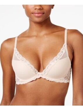 Natori Feathers Contour Cameo Rose Pink Plunge Bra 32A 730023